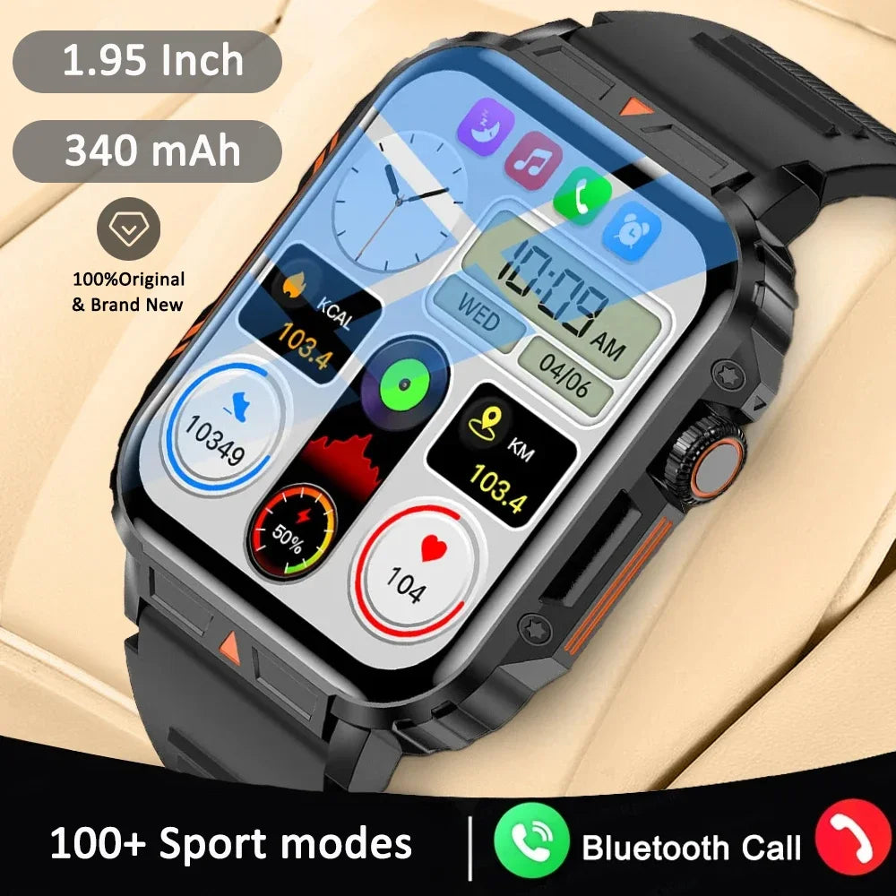Military Men Smart Watch Health Monitor Wireless Call Smartwatch Fitness IP68 Waterproof Sports Watches for Women Android 2026